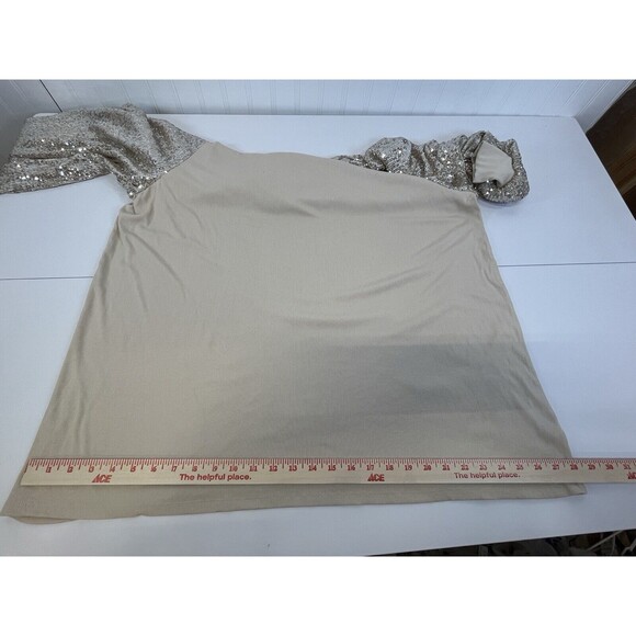 NWT Torrid Woman's Holiday Gold Sequin Long Sleeve‎  Top Champagne Sz 5X - Picture 9 of 10